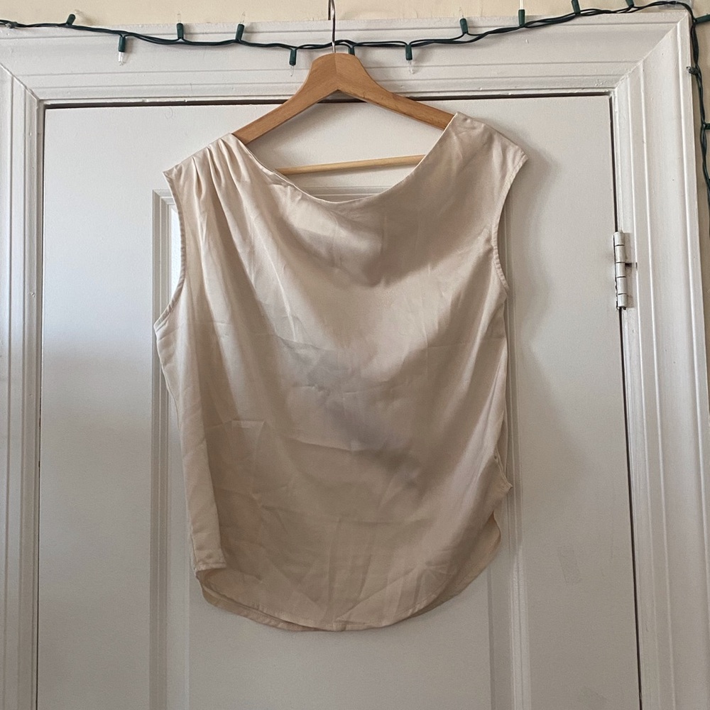Mirol Asymmetrical Off the Shoulder Silky Blouse